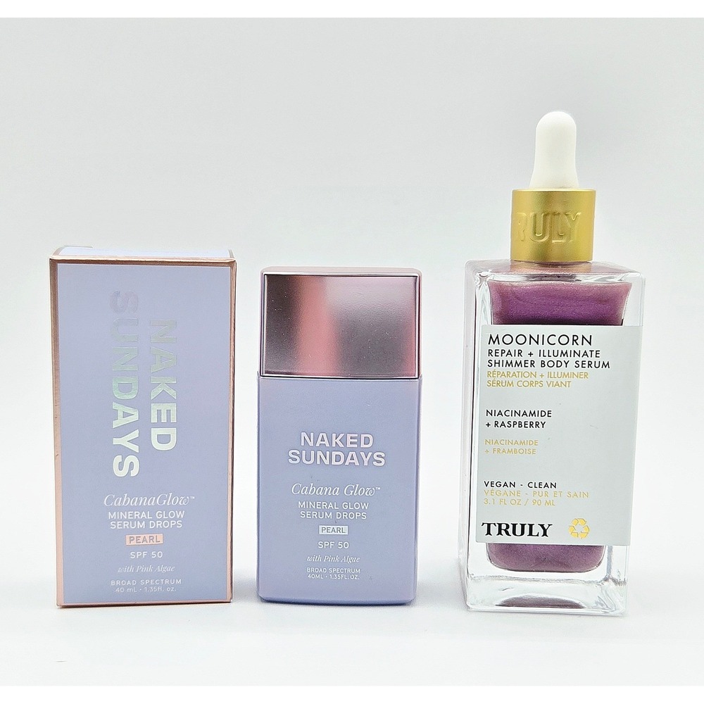 Naked Sundays Cabana Glow Pearl SPF 50 & Truly Moonicorn Body Serum Set